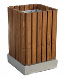 Купить Урна деревянная, четырехгранная на бетонном основании У-0010 в Екатеринбурге
