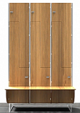 Купить Шкаф гардеробный  HPL  двухсекционный Z со скамейкой СН-015 в Екатеринбурге