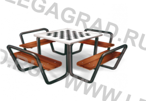 Купить Стол шахматный со скамейками МФ-2.04.01 в Екатеринбурге